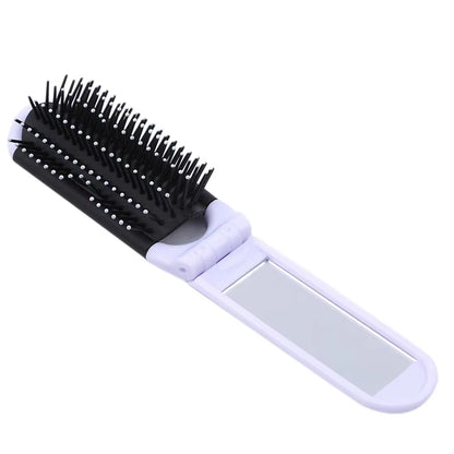 1PC Professional Travel Hair Comb Portable Folding Hair Brush with Mirror Compact Pocket Size Purse Travel Comb