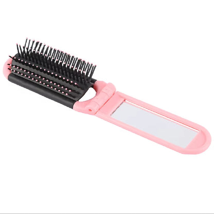 1PC Professional Travel Hair Comb Portable Folding Hair Brush with Mirror Compact Pocket Size Purse Travel Comb