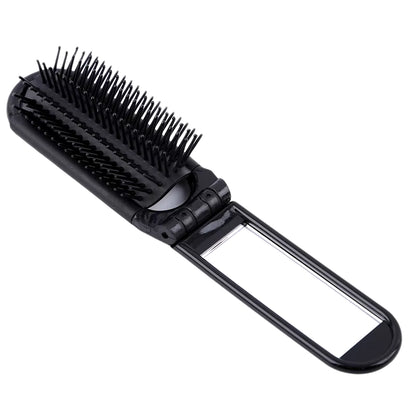 1PC Professional Travel Hair Comb Portable Folding Hair Brush with Mirror Compact Pocket Size Purse Travel Comb